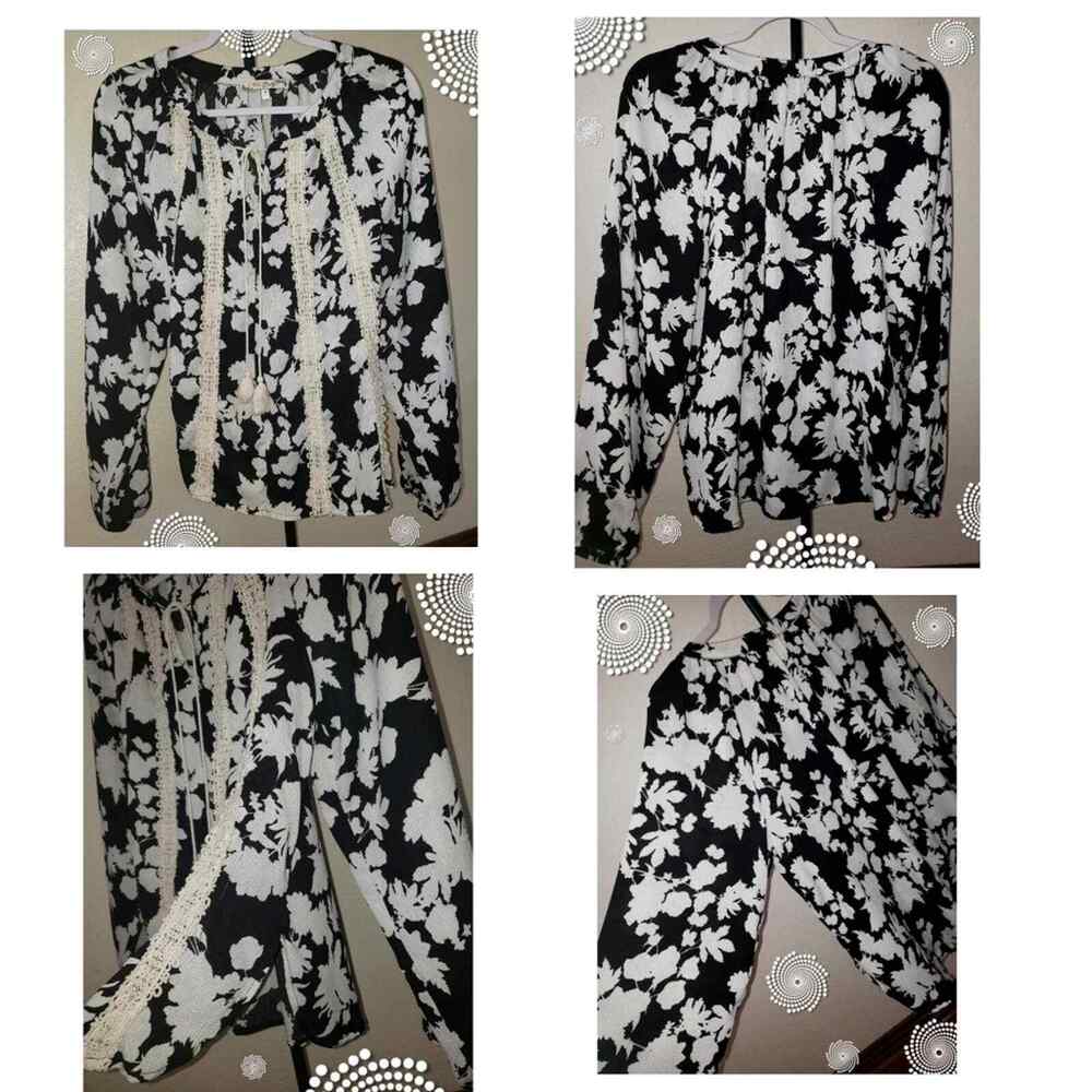 Tru Floral Lightweight Floral Top Lightweight Blouse Women Size Medium